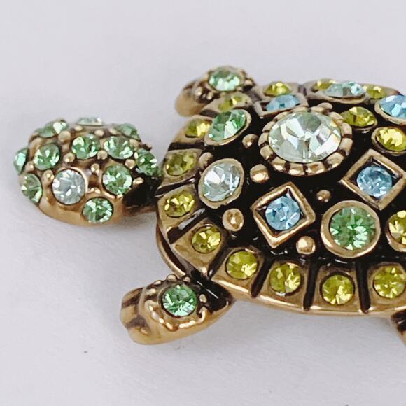 Heidi Daus Simply Irresistible Greem Turtle Clip On Earrings Figural Swarovski - Picture 6 of 11